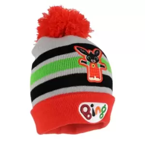 Bing Bunny Girls Striped Pom Pom Beanie (One Size) (Multicoloured)