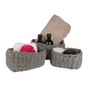 Woven Rope Storage Baskets - Set of 3 Grey M&amp;W