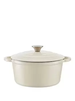 Tower Barbary & Oak 24cm Cast Iron Round Casserole - Camembert Cream