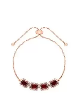 Jon Richard Rose Gold Plated And Cubic Zirconia Garnet Stone Toggle Bracelet, Rose Gold, Women