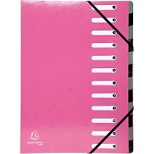 Iderama Multipart File Harmonika A4, 12 Sections, Pink, Pack of 6