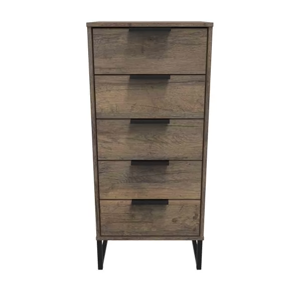 Welcome Furniture Ready Assembled Hong Kong G 5 Drawer Tallboy In Vintage Oak