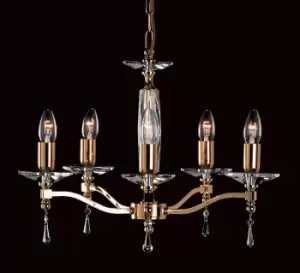 Toulon Optic Glass/strass Gold 5 Arm Chandelier