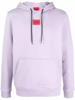 HUGO Logo Patch Hoodie Purple