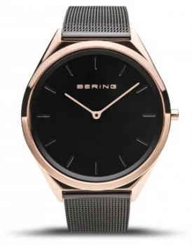 Bering Unisex Ultra-Slim Black Mesh Bracelet 17039- Watch