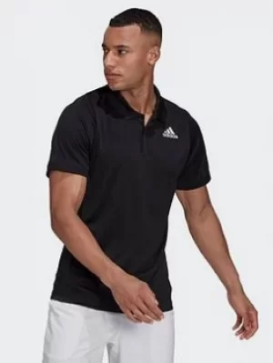 adidas Tennis Freelift Polo Shirt, Black/White, Size L, Men