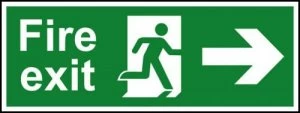 Fire Exit Arrw Rht Sign Rigid 1mmPVC Brd