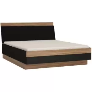 Monaco 160cm king size bed in Oak and Black - Stirling Oak with matte Black fronts