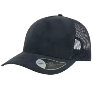 Atlantis Rapper Faux Suede 5 Panel Trucker Cap (One Size) (Navy)