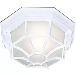 Searchlight Outdoor - 1 Light Outdoor Flush Ceiling Light Cast Aluminium White IP54, E27