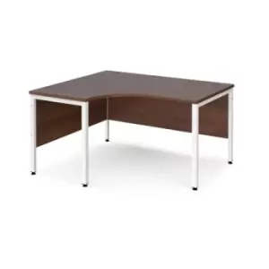 Office Desk Left Hand Corner Desk 1400mm Walnut Top With White Frame 1200mm Depth Maestro 25 MB14ELWHW