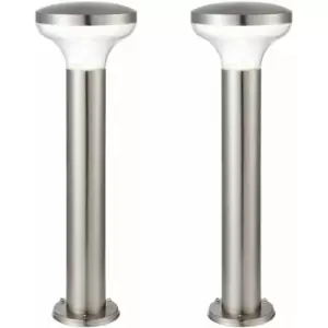 2 pack Outdoor Post Bollard Light Marine Steel 0.5m LED Garden Driveway Path