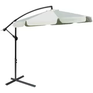 Outsunny 2.7m Garden Banana Parasol Cantilever Umbrella with Crank Handle and Cross Base for Outdoor, Hanging Sun Shade, Cream White