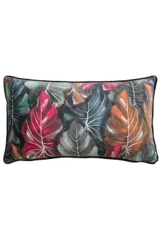 Mogori Leafage Digitally Printed Velvet Piped Cushion