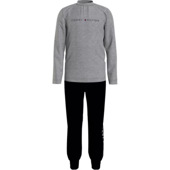 Tommy Hilfiger Essential LS PJ Set - Grey/Black 0UB