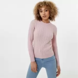 Jack Wills Tinsbury Merino Wool Blend Cable Knitted Jumper - Pink