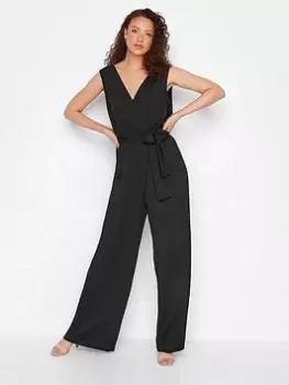 Long Tall Sally Tall Black Pleated Jersey Jumpsuit, Black, Size 18-20, Women