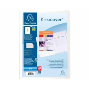 Kreacover Display Book PP A4, 10 Pkts, White, Pack of 20