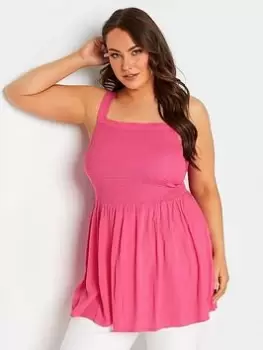 Yours Crinkle Vest Top - Hot Pink, Size 34-36, Women