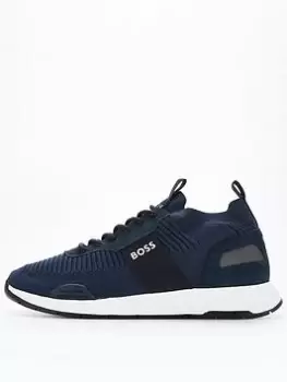 BOSS Titanium Knit Runner Trainers - Navy, Size 7, Men