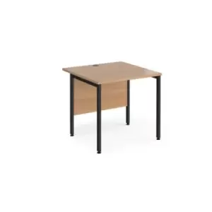 Office Desk 800mm Rectangular Desk With H-Frame Leg Beech Tops With Black Frames 800mm Depth Maestro 25