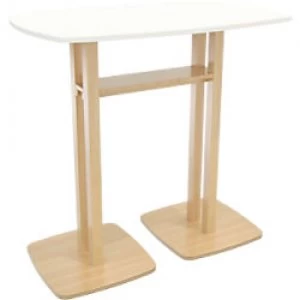 Paperflow Rectangular High Table with White MDF Veneer Top and Beech Coloured Frame Woody 1140 x 750 x 1100mm