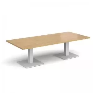 Brescia rectangular coffee table with flat square white bases 1800mm x