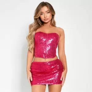 I Saw It First Co Ord Sequin Bandeau Top - Pink