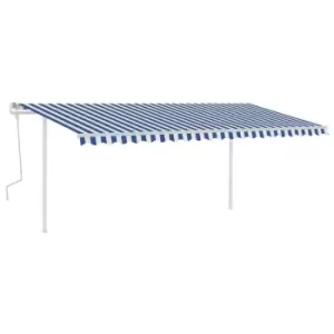 Vidaxl Manual Retractable Awning With Posts 5X3 M Blue And White