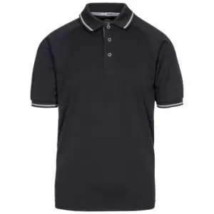 Trespass Mens Bonington Short Sleeve Active Polo Shirt (XS) (Black/Platinum)