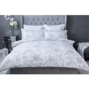 Belledorm Ella Duvet Cover Set (Superking) (White/Grey) - White/Grey