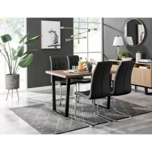 Kylo Brown Wood Effect Dining Table & 4 Black Murano Chairs - Black