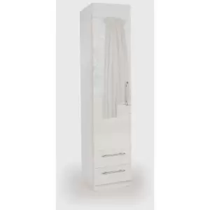 White High Gloss Angel Bedroom Furniture - 1 Door 2 Drawer Wardrobe