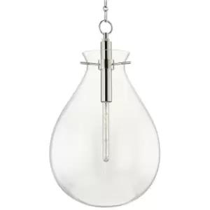 Ivy 1 Light Large Pendant Polished Nickel, Glass