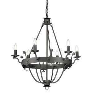 6 Light Chandelier Graphite Finish, E14