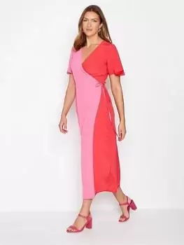 Long Tall Sally Pink Red Wrap Dress, Pink, Size 14, Women