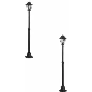 2 pack IP44 Outdoor Bollard Light Black & Silver Lantern 2000mm Post 60W E27