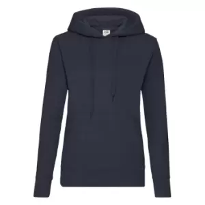 Fruit Of The Loom Ladies Lady Fit Hooded Sweatshirt / Hoodie (2XL) (Deep Navy)