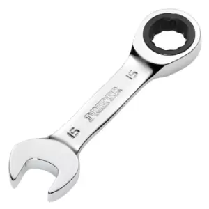 Draper HI-TORQ Metric Stubby Ratchet Combination Spanner, 15mm