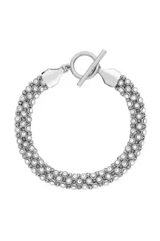 Rhodium Plated Popcorn Chain T Bar Bracelet