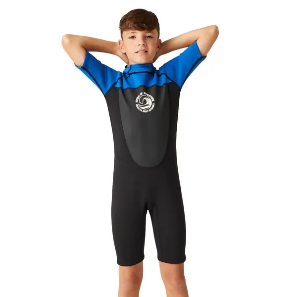 Regatta Boys Shorty Lightweight Comfortable Grippy Wetsuit 11-12 Years - Chest 75-79cm Black/Nautical Blue/White RKM023B-EPW-11