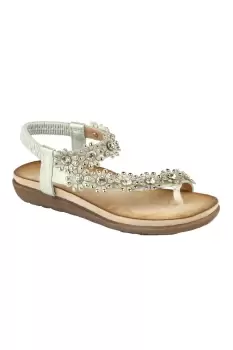 Salva Toe Post Flower Design Sling Back Sandals