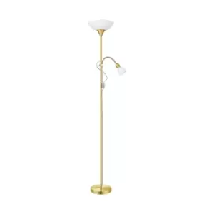 Floor Lamp Light Brass Matt Shade White Plastic Glass Bulb E27 E14 1x60W 1x25W