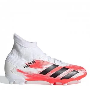 adidas Predator 20.3 Childrens FG Football Boots - White/PopOrange