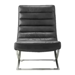 Crossland Grove Rouen Lounger Black Leather 690x920x890mm