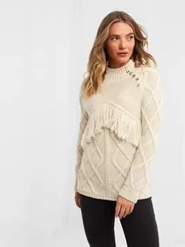 Joe Browns Tassel Cable Knit Jumper - Beige, Beige, Size 12, Women