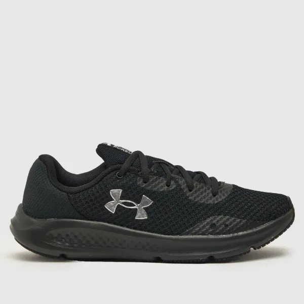 Under Armour charged pursuit 3 trainers in Black & silver