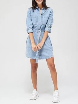 Calvin Klein Jeans Relaxed Belted Shirt Dress - Blue