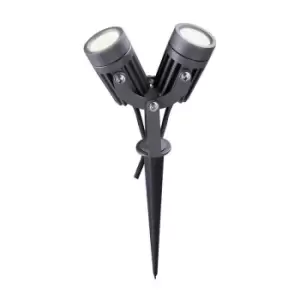 Luminosa Lighting - Twin Spike Light, 2 x 3W LED, 3000K, 420lm, 30 Degree, IP65, Grey, Black