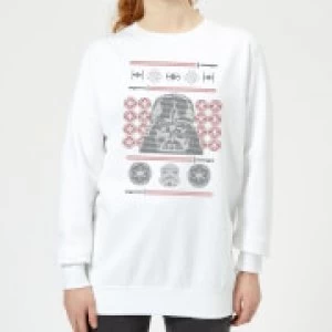 Star Wars Darth Vader Face Knit Womens Christmas Sweatshirt - White - 4XL